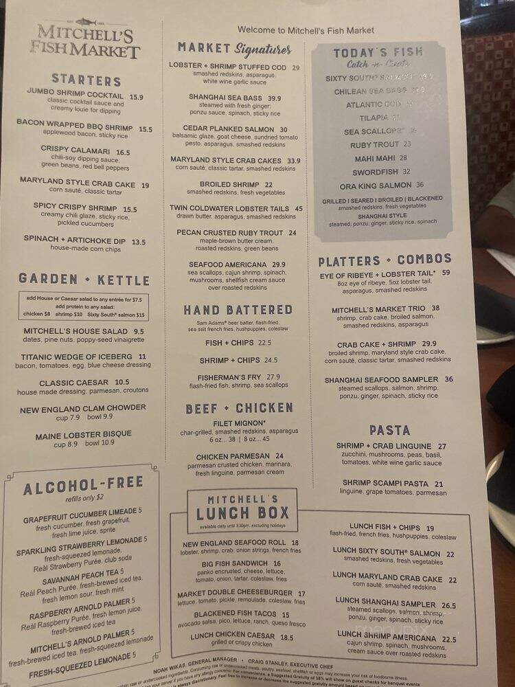 Mitchell's Fish Market - Cleveland, OH menu_pic