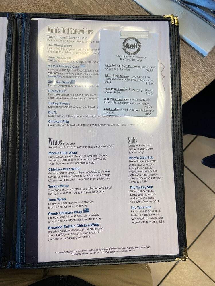 Mom's Deli & Grill - Cleveland, OH menu_pic