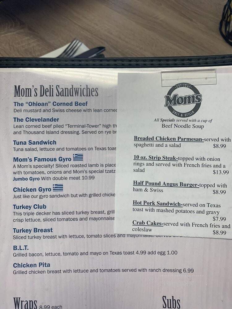 Mom's Deli & Grill - Cleveland, OH menu_pic