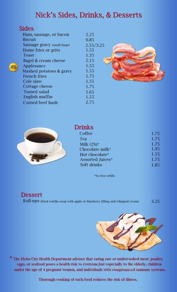 Nick's Family Restaurant - Elyria, OH menu_pic