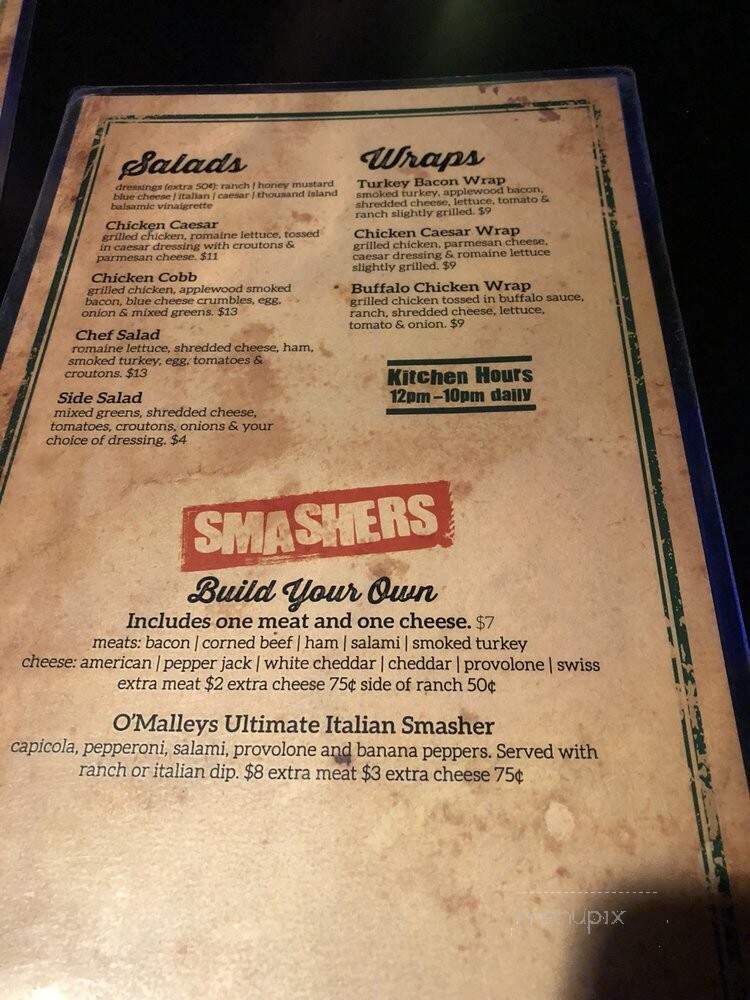 O'Malleys In The Alley - Cincinnati, OH menu_pic