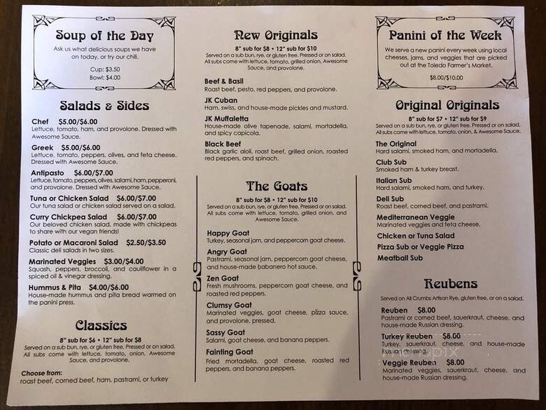 Original Sub Shop & Deli - Toledo, OH menu_pic