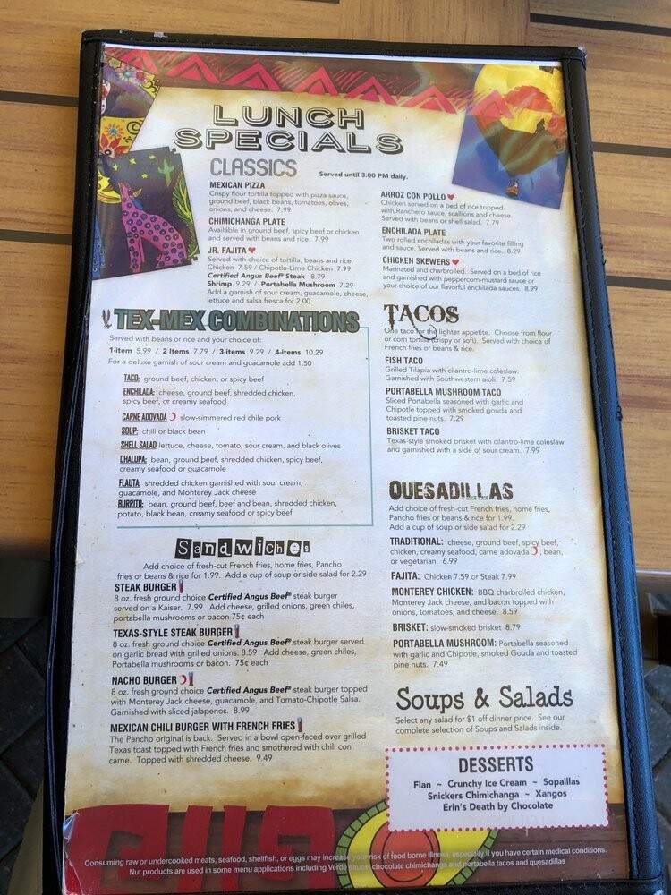 Pancho's Southwestern Grill - North Canton, OH menu_pic