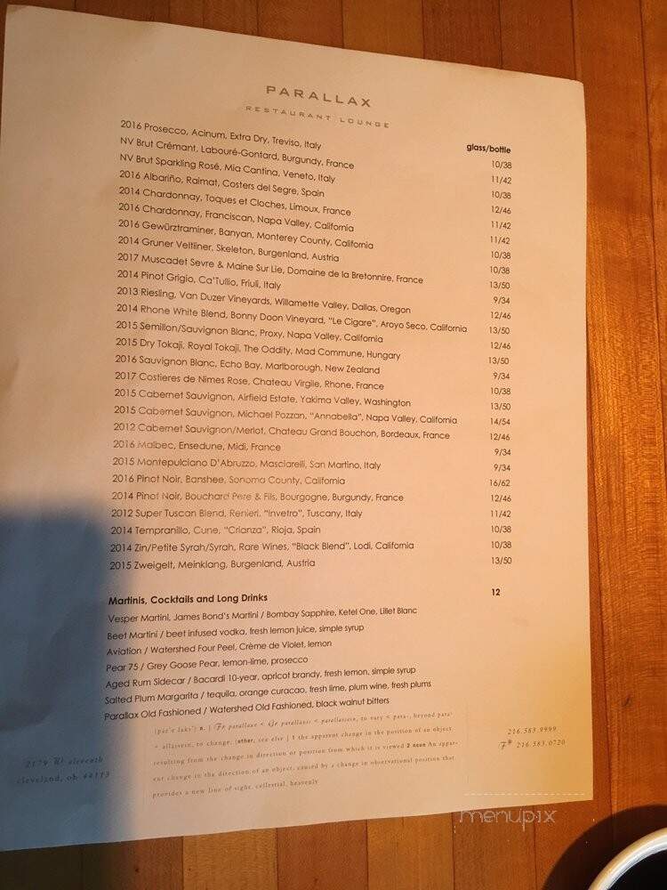 Parallax - Cleveland, OH menu_pic