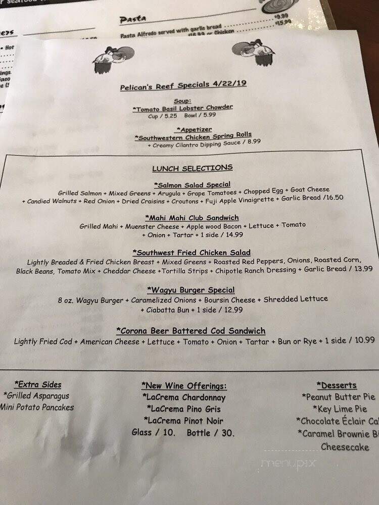 Pelicans Reef - Cincinnati, OH menu_pic