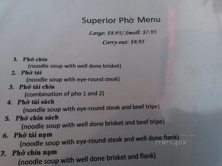 Pho Superior Restaurant - Cleveland, OH menu_pic