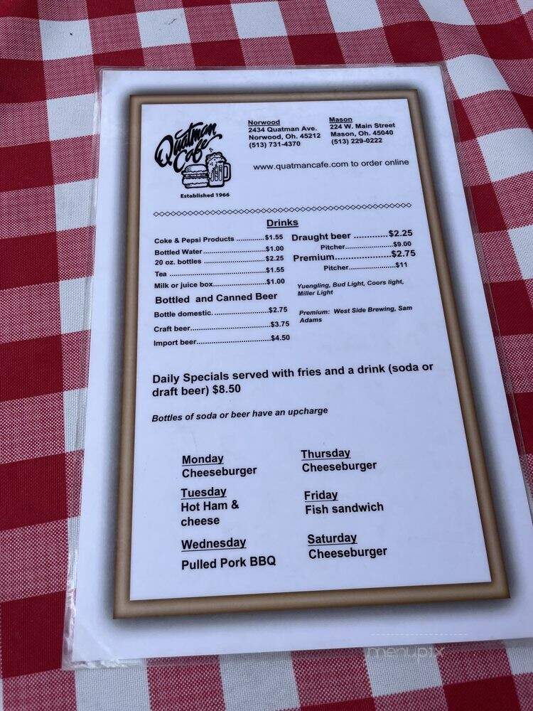 Quatman Cafe - Cincinnati, OH menu_pic