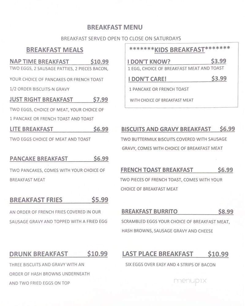 Ron's Place - Blanchester, OH menu_pic