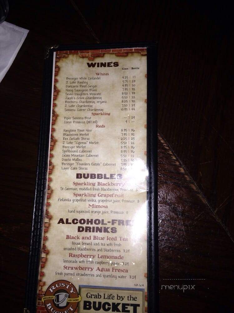 Rusty Bucket Corner Tavern - New Albany, OH menu_pic