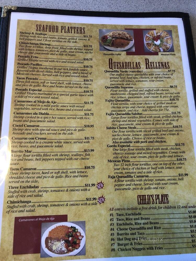 Salsitas - Youngstown, OH menu_pic