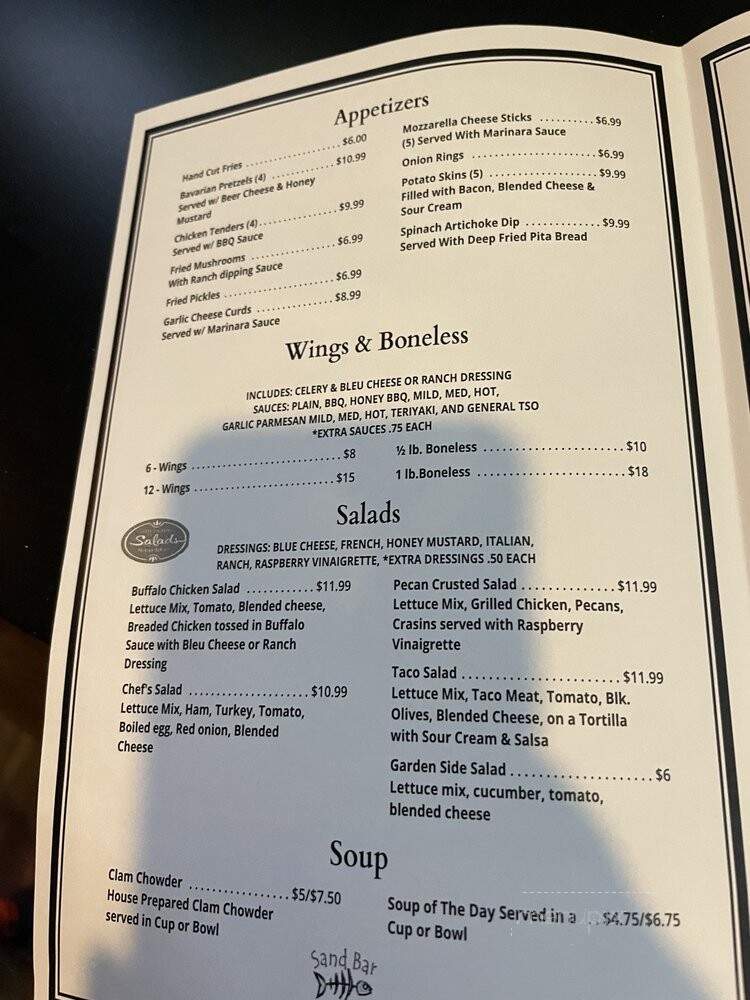 Sand Bar - Huron, OH menu_pic