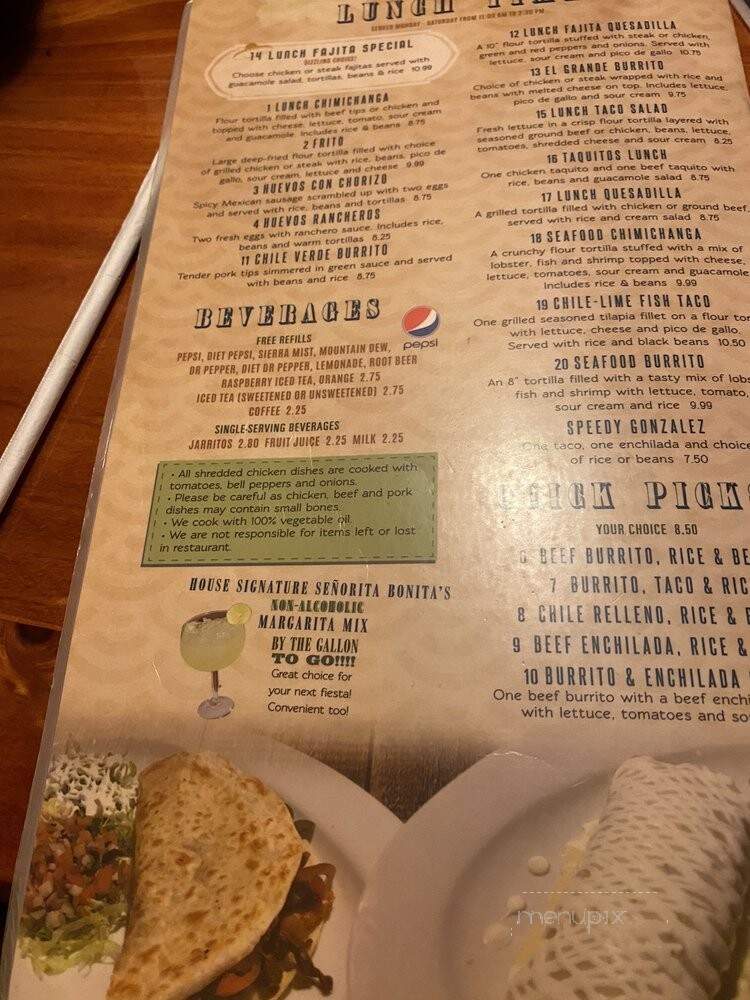 Senorita Bonitas - Cleveland, OH menu_pic