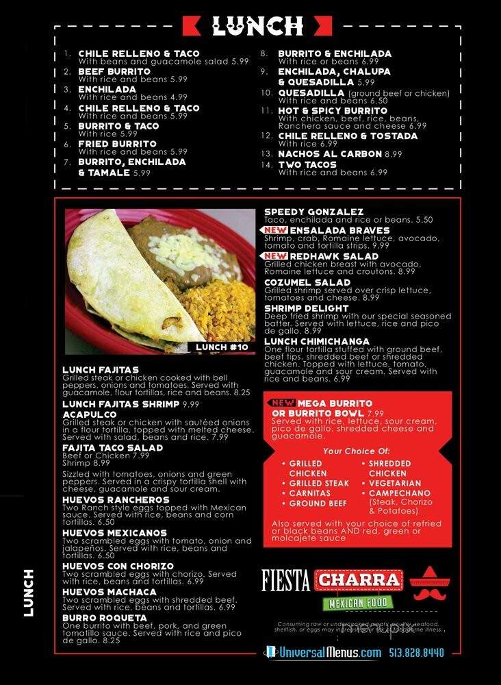 Siesta Charra - Oxford, OH menu_pic