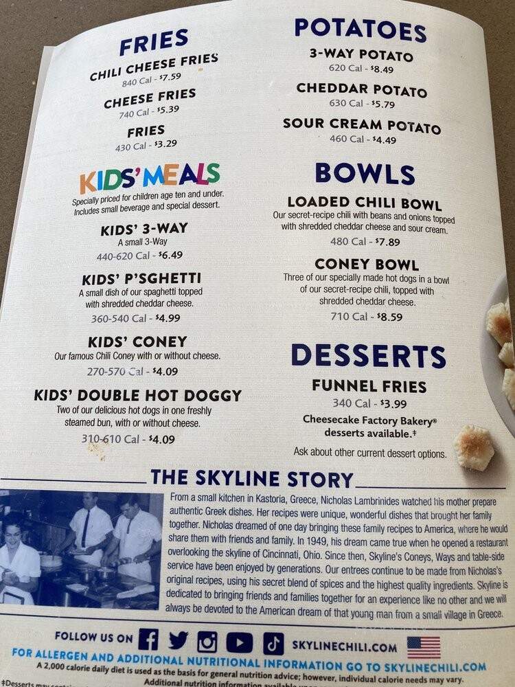 Skyline Chili - Cincinnati, OH menu_pic