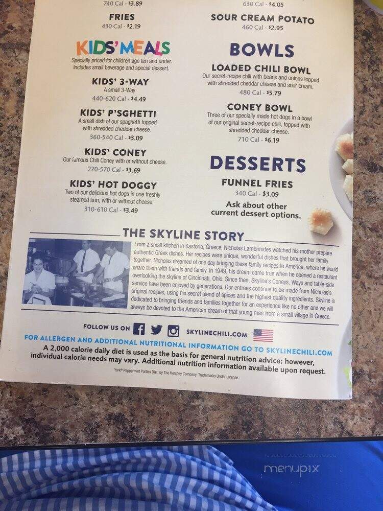 Skyline Chili - Mason, OH menu_pic