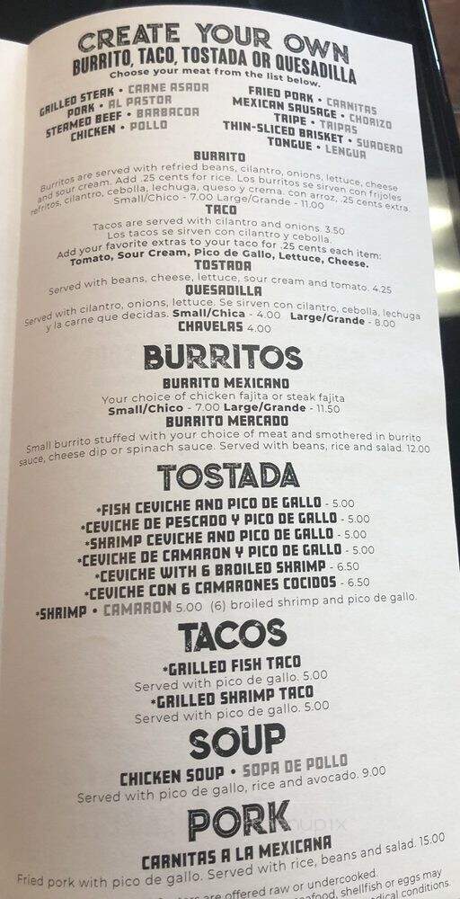 Taqueria Mercado - Fairfield, OH menu_pic