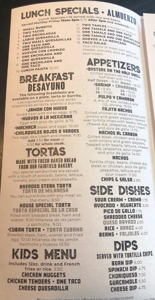 Taqueria Mercado - Fairfield, OH menu_pic