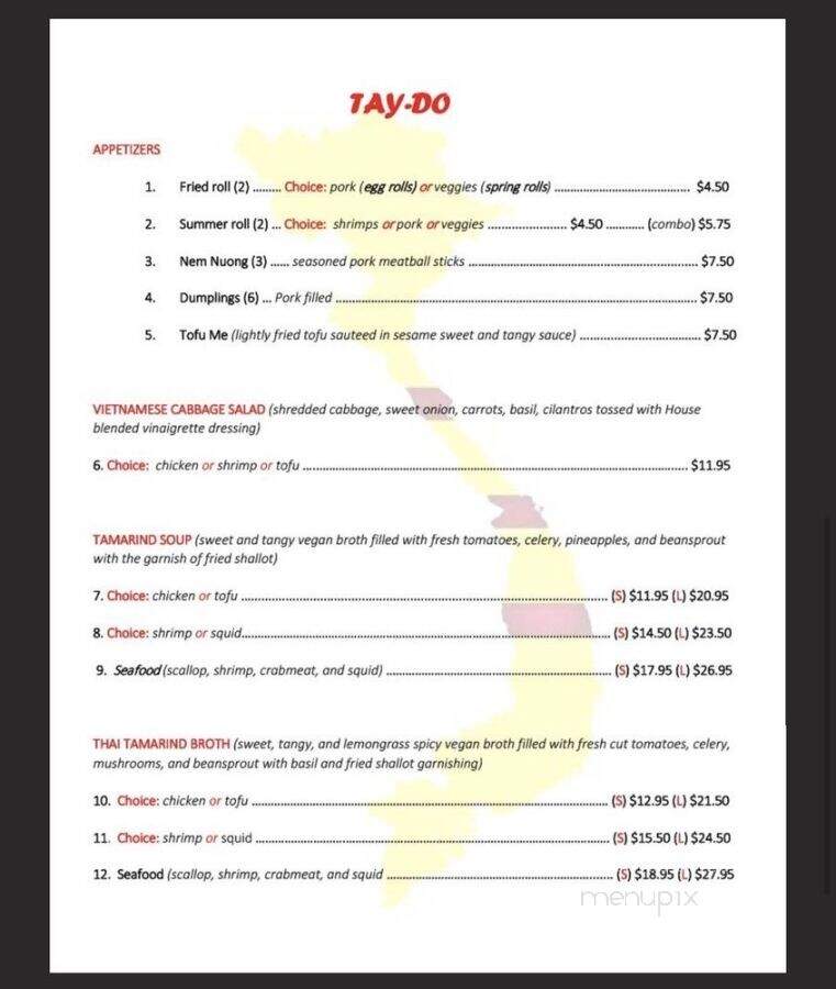 Taydo Vietnamese & Chinese - Cleveland, OH menu_pic