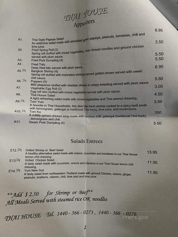 Thai House - Elyria, OH menu_pic