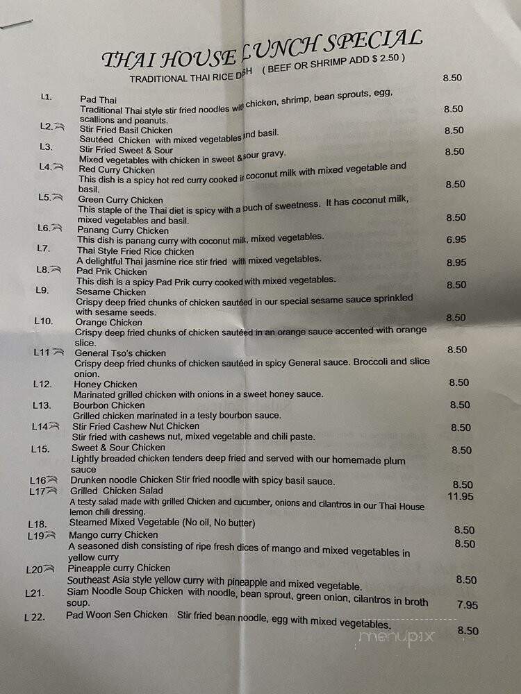 Thai House - Elyria, OH menu_pic