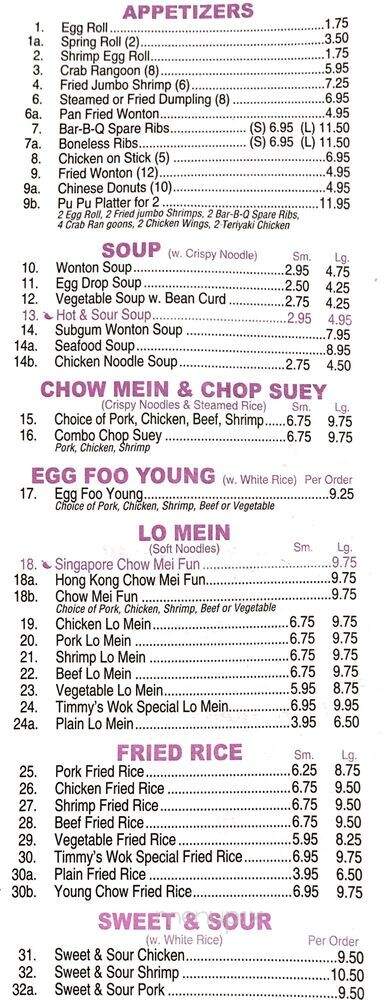 Timmy Swok Restaurant - Fairborn, OH menu_pic