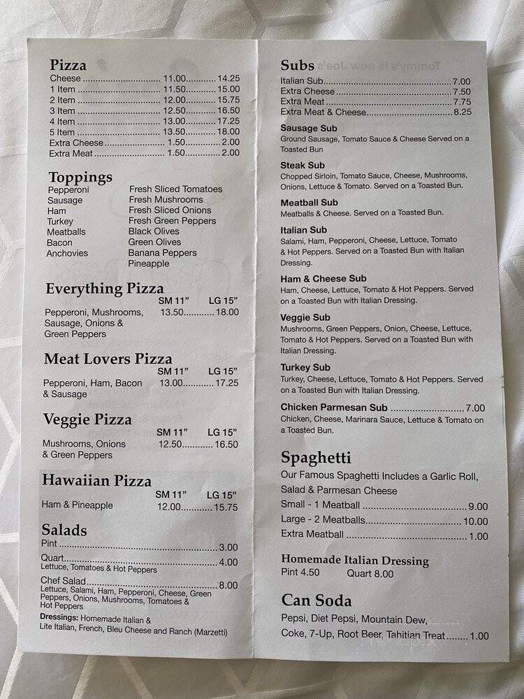 Tommy's Pizza - Columbus, OH menu_pic