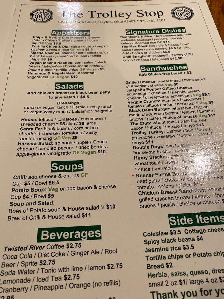 Trolley Stop - Dayton, OH menu_pic