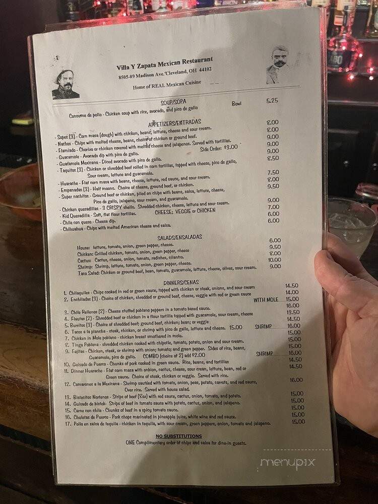 Villa P Zapatas - Cleveland, OH menu_pic