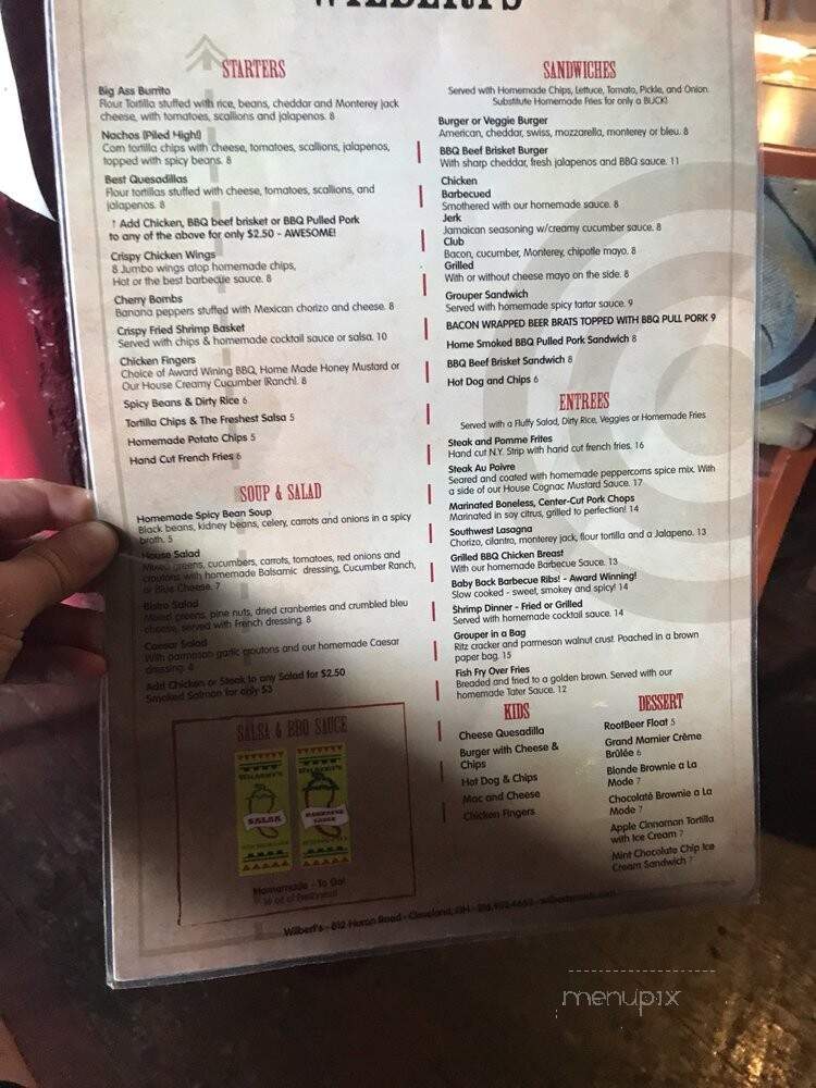 Wilbert's - Cleveland, OH menu_pic