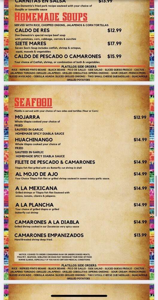 Zacatecas Mexican Grill - Columbus, OH menu_pic