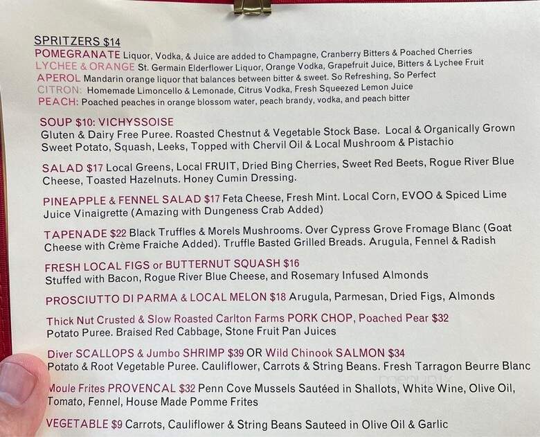 Bistro Maison - Mcminnville, OR menu_pic