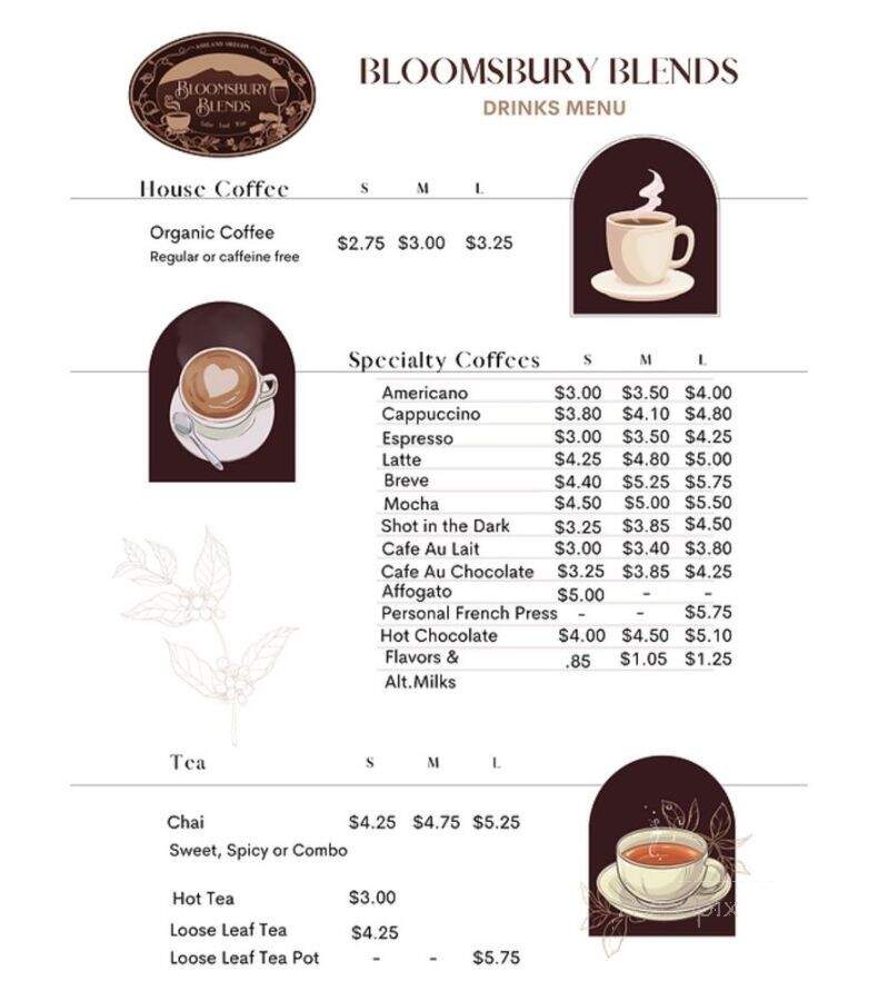 Bloomsbury Coffee House - Ashland, OR menu_pic