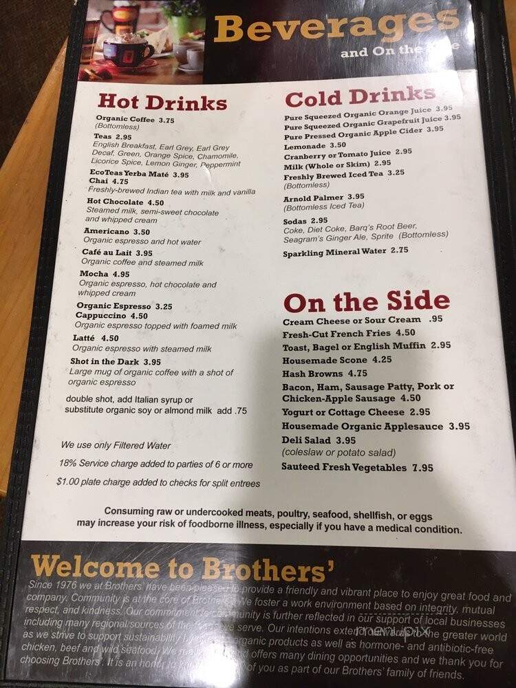 Brother's Restaurant - Ashland, OR menu_pic