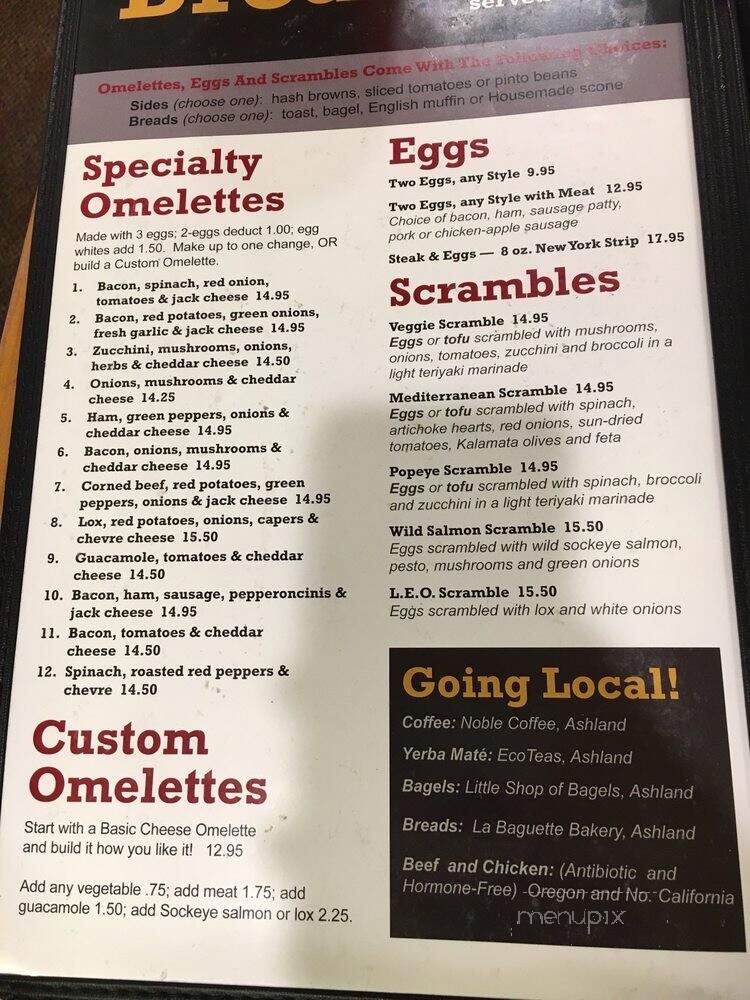 Brother's Restaurant - Ashland, OR menu_pic