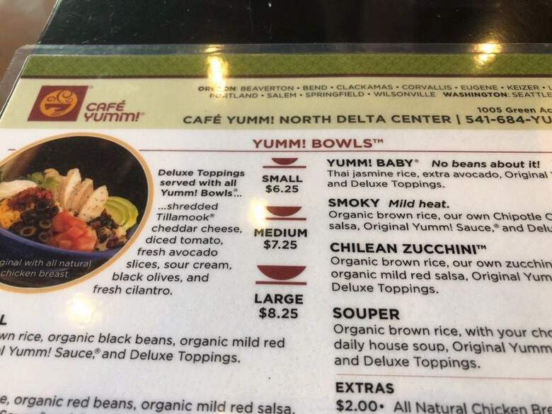 Cafe Yumm - Eugene, OR menu_pic