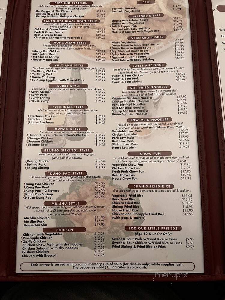 Chan's Chinese Restaurant - Bend, OR menu_pic