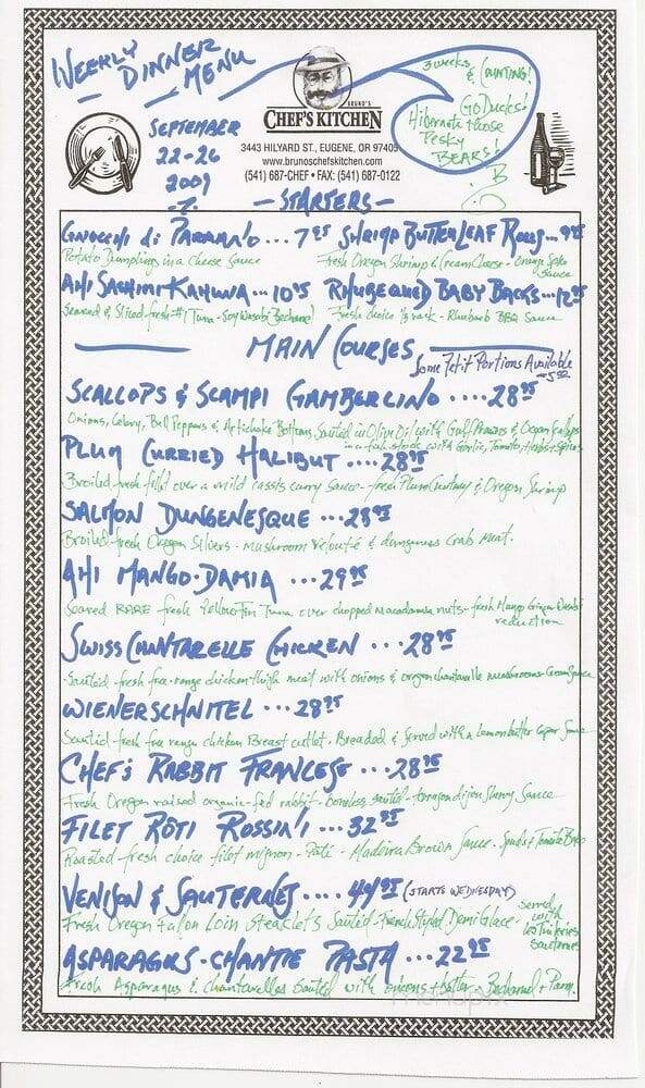 Chef's Kitchen - Eugene, OR menu_pic