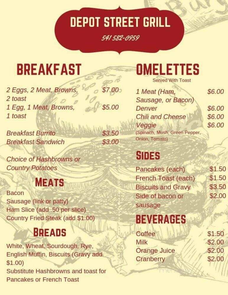 Depot St Burger & Malt Shop - Rogue River, OR menu_pic
