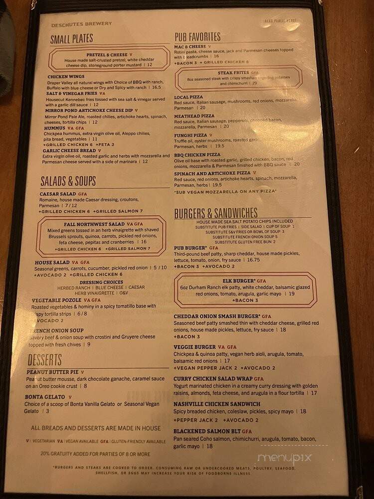 Deschutes Brewery & Public - Bend, OR menu_pic