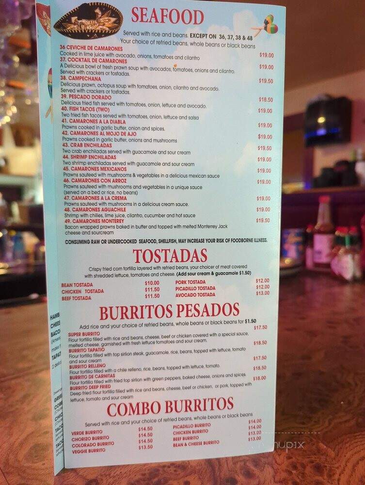 El Tapatio Restaurant - Ashland, OR menu_pic