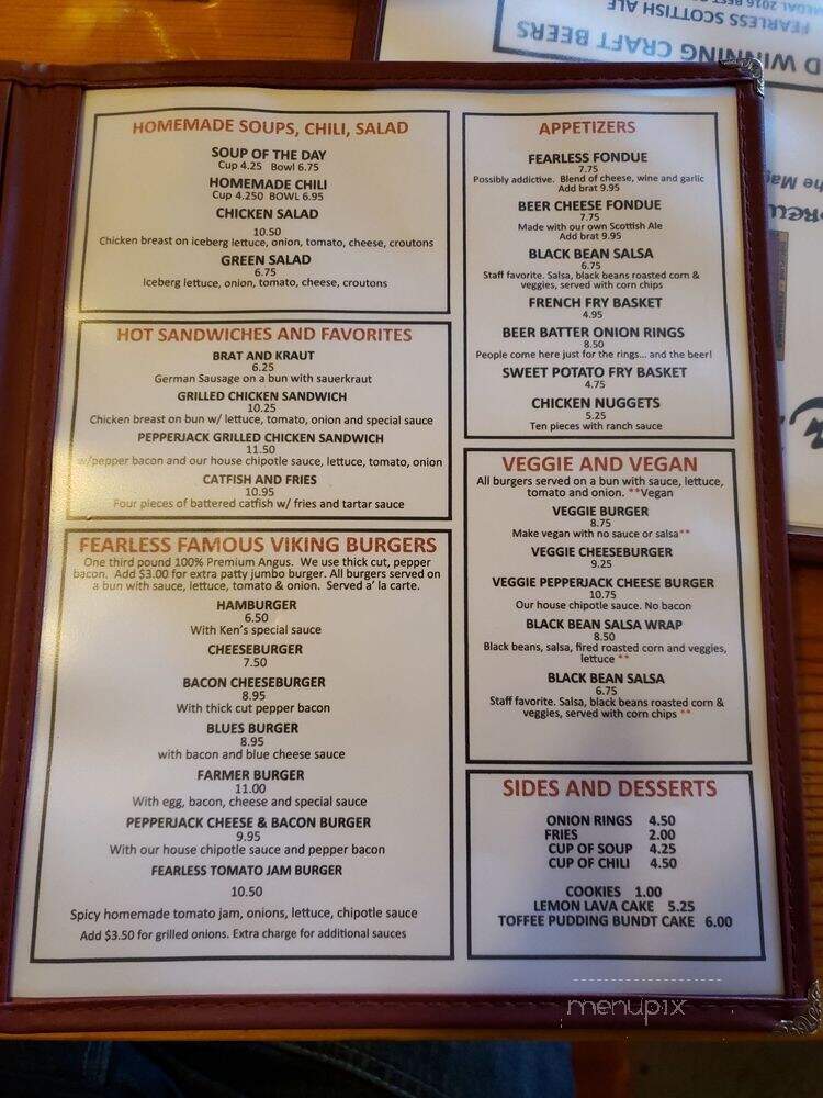 Fearless Brewing Co - Estacada, OR menu_pic