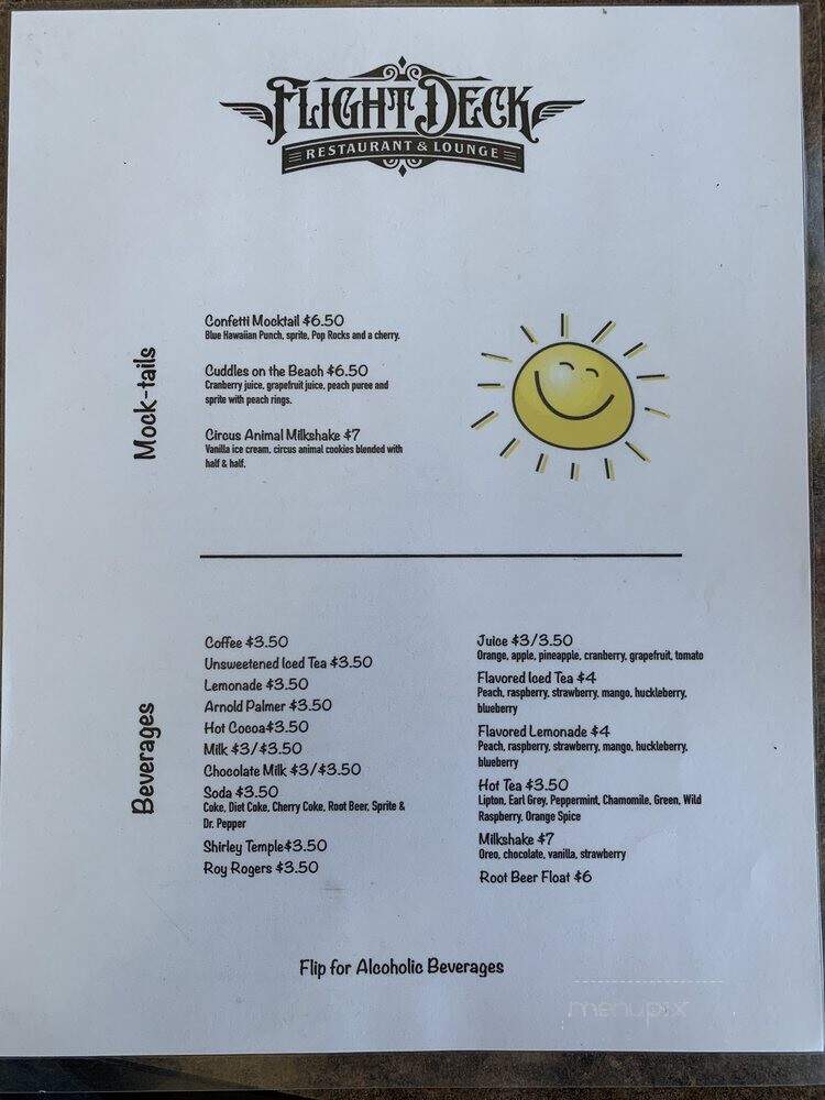 Flight Deck - Salem, OR menu_pic