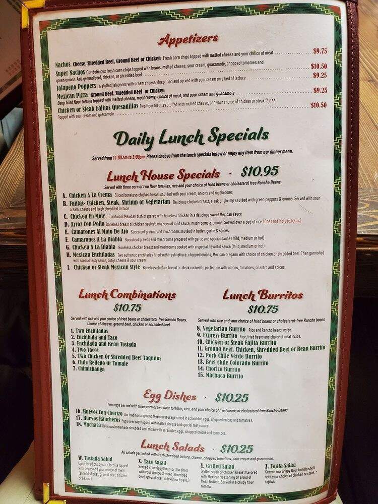 La Fiesta Mexican Restaurant - Pendleton, OR menu_pic