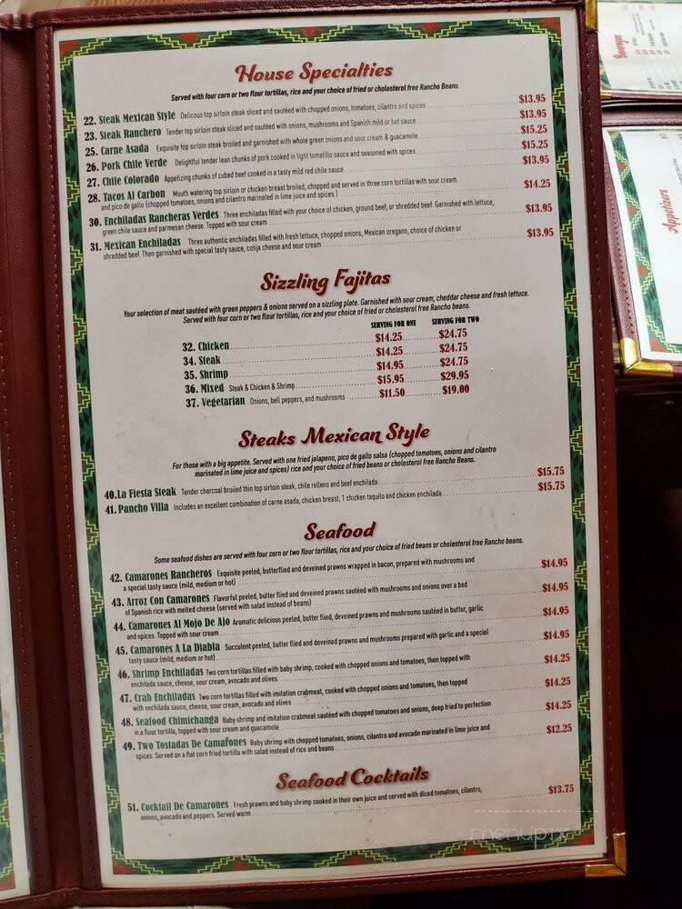 La Fiesta Mexican Restaurant - Pendleton, OR menu_pic