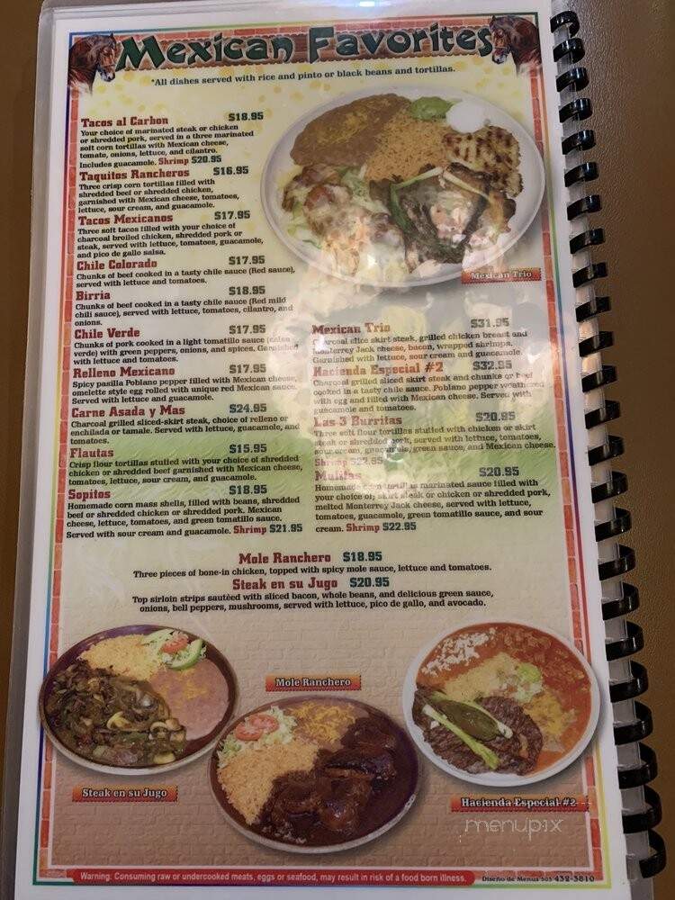 La Hacienda Real - Keizer, OR menu_pic
