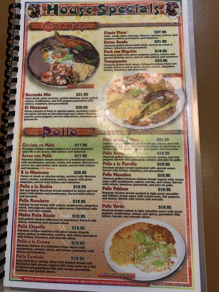 La Hacienda Real - Keizer, OR menu_pic