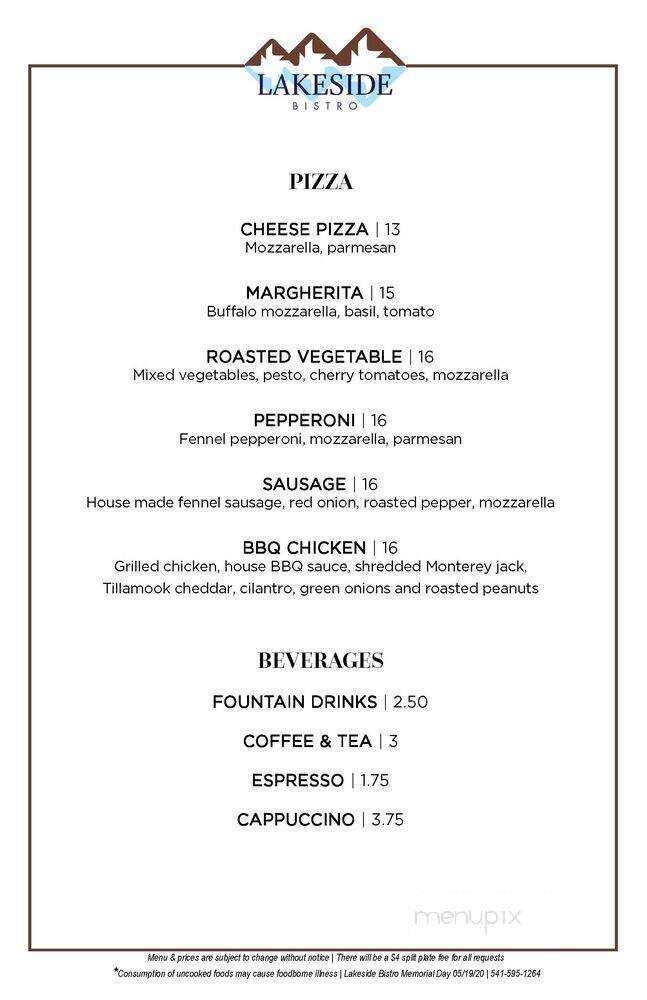 Lakeside Bistro - Sisters, OR menu_pic