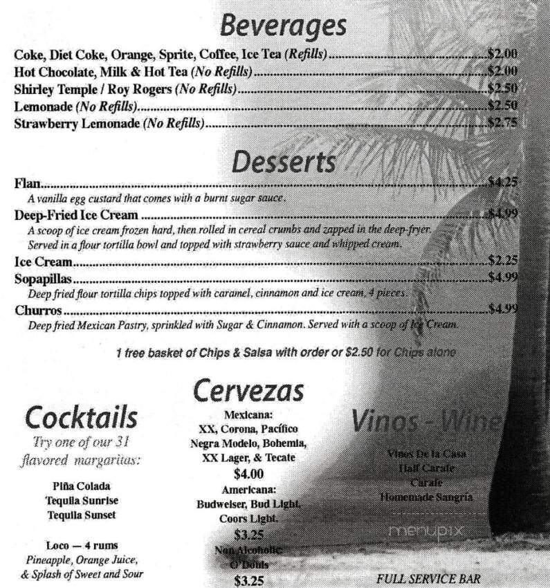 Las Palmas Mexican Restaurant - Jacksonville, OR menu_pic