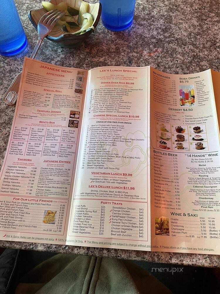 Lee's Restaurant - Lincoln City, OR menu_pic