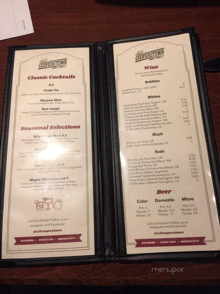 Lil' Cooperstown - West Linn, OR menu_pic
